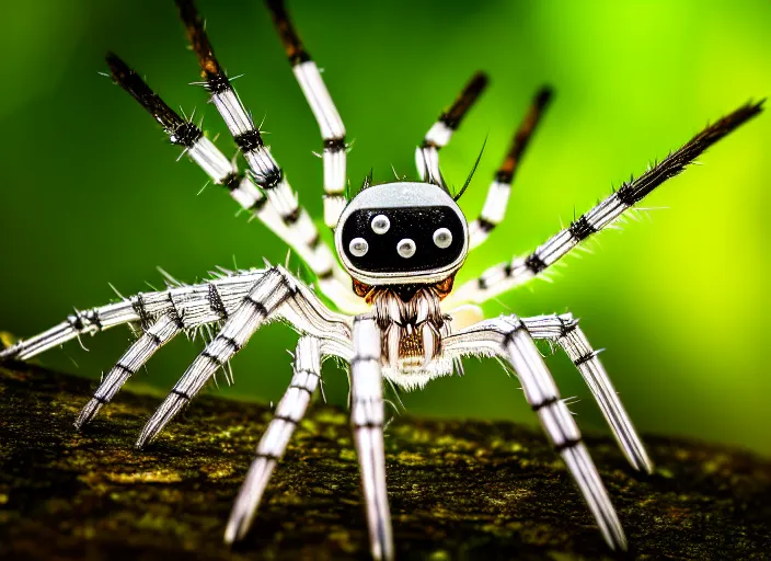 Image similar to macro portrait of a crystal spider in the forest. Fantasy magic style. Highly detailed 8k. Intricate. Nikon d850 300mm. Award winning photography.