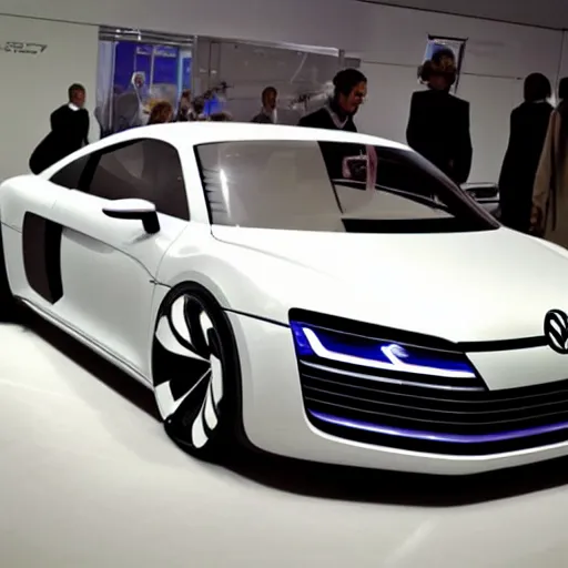 Prompt: a volkswagen r8 v10 concept car in a showroom :: Gran turismo 7 concept art