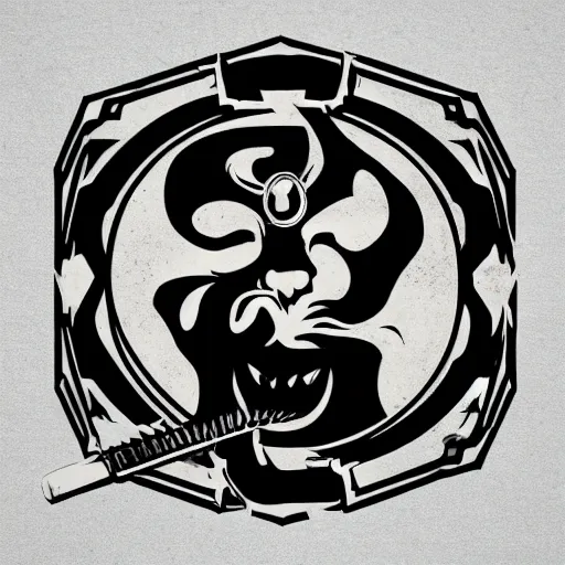 Image similar to kung fu warlord, digital art, iconic icon, 2 d vector logo, cartoon, t - shirt design