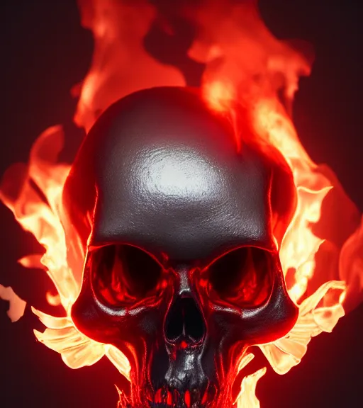 Prompt: epic render of burning skull, octane render, trending on artstation, macro photography