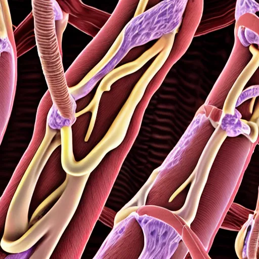 Prompt: detailed realistic illustration of damaged myofibrin muscle fibres