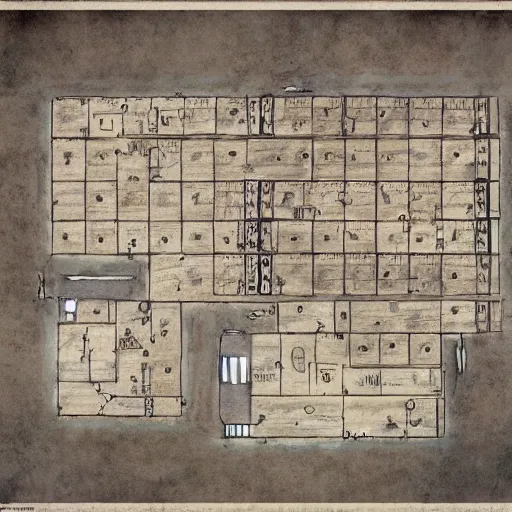 Image similar to handpainted floor plan map of a fantasy tavern, by greg rutkowski and james gurney, trending on artstation