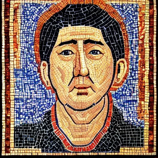 Prompt: portrait of shinzo abe as a byzantine mosaic, very realistic, very intricate, highly detailed, high quality, hd, 8 k, perfect face