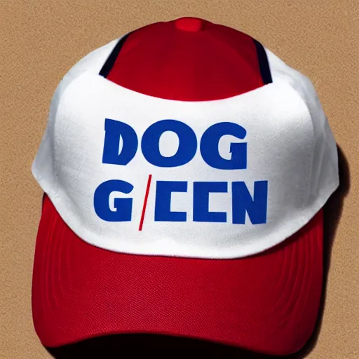 Image similar to doge with make america great again cap, realistic, 8 k,