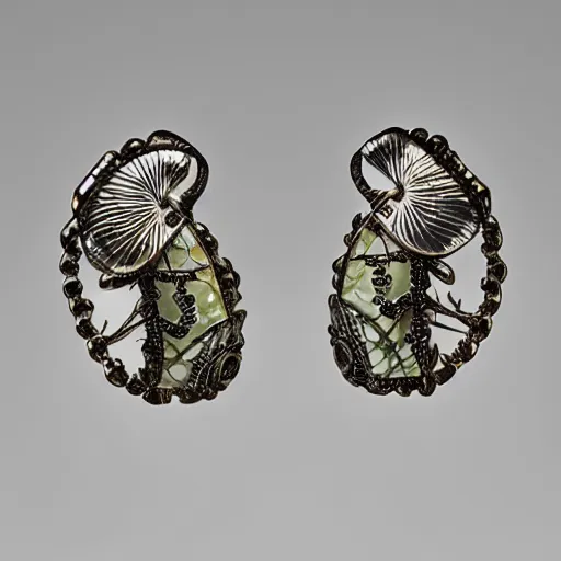 Prompt: a rene lalique made earring in the style of artnouveau