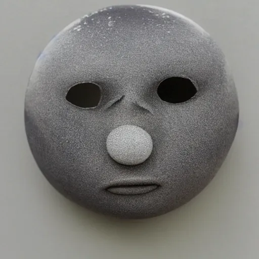 Image similar to photo of resin toy grey moon face with craters