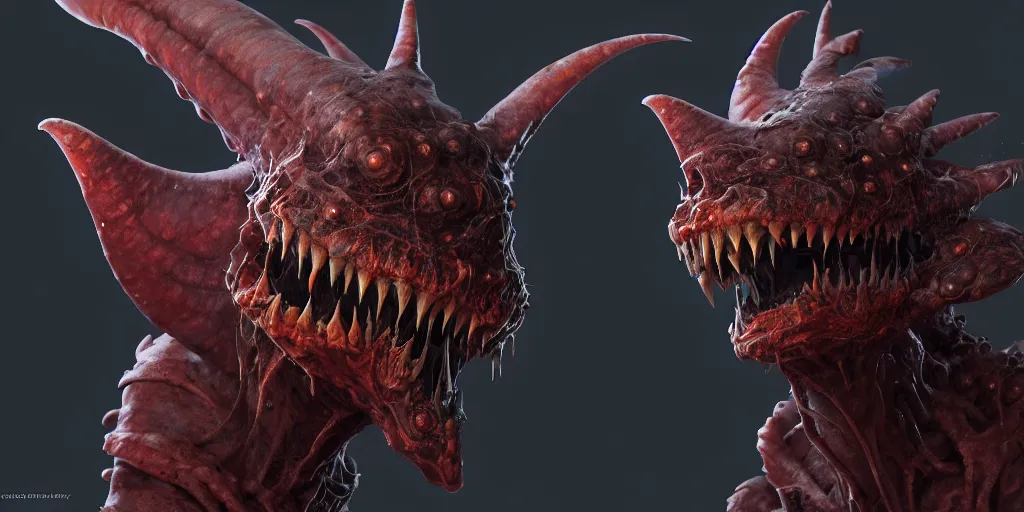 Image similar to a cosmic horror pet by neville page, ken barthelmey, carlos huante and doug chiang, sharp focus, trending on artstation, hyper realism, octane render, 8 k, hyper detailed, ultra detailed, highly detailed, zbrush, concept art, creature design