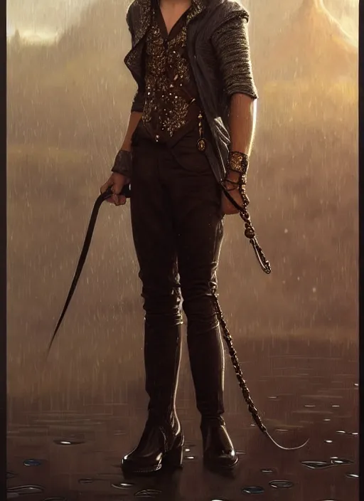 Prompt: teen colin farrell as a modern - day aristocrat wearing dress boots, detailed face, d & d, wet, shiny, fantasy, intricate, elegant, hyper detailed, ultra definition, photoreal, artstation, unreal engine rendered, concept art, smooth, sharp focus, illustration, art by artgerm and greg rutkowski and alphonse mucha and garis edelweiss