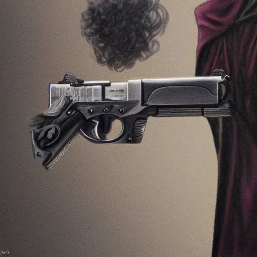 Image similar to a pistol wearing a dark cloak, photorealistic, highly detailed, sharp image