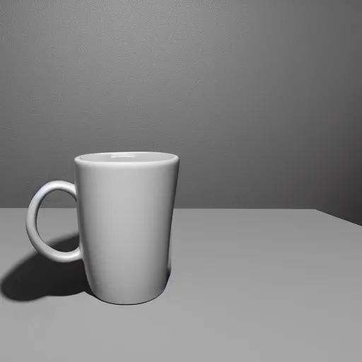 Image similar to a mug on an office desk, iso 300, pentax, photorealism, octane render