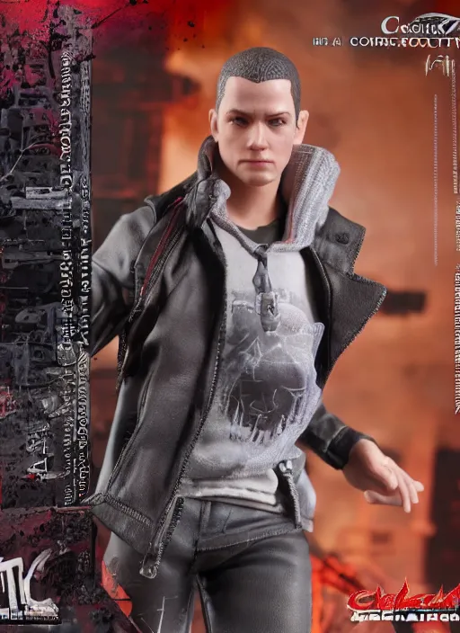 Prompt: a hot toys figure of cole macgrath ( from infamous ), figurine, detailed product photo