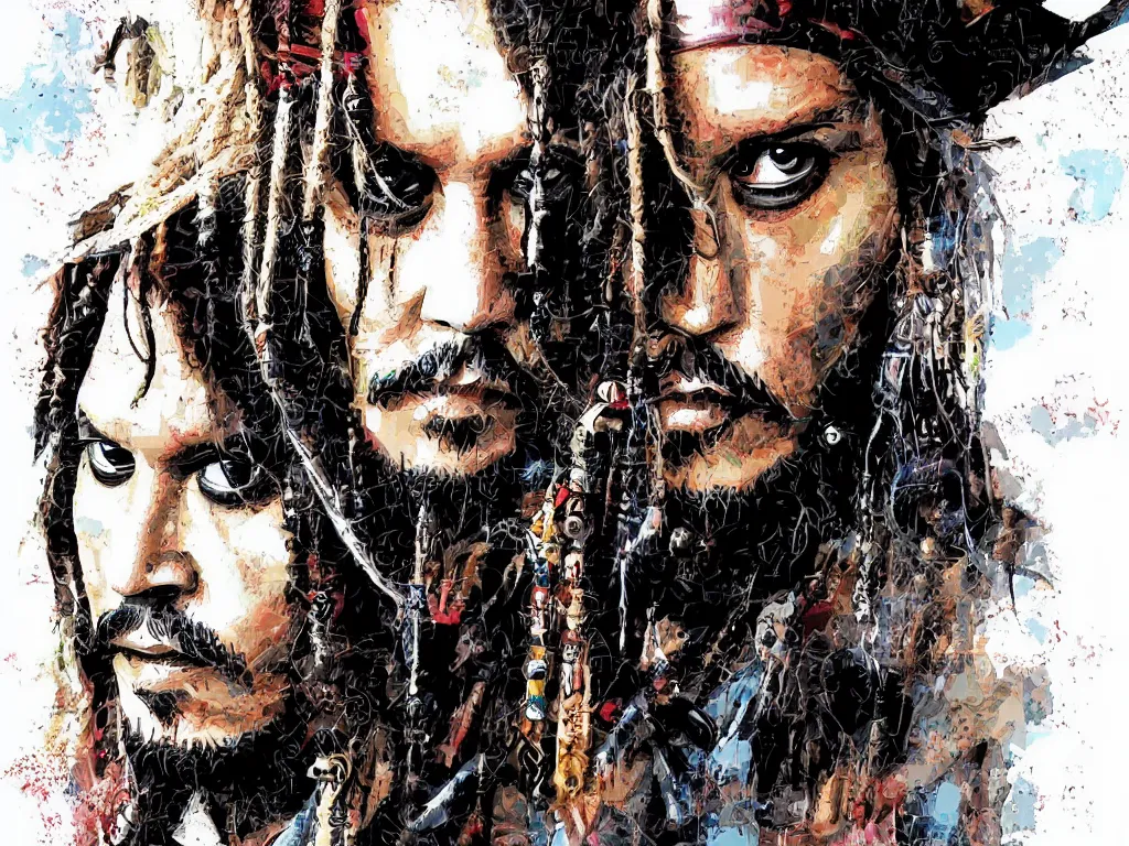 Image similar to Portrait of Johnny Depp as Captain Jack Sparrow by Derek Gores, Trending on ArtStation