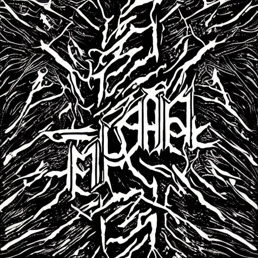 Prompt: black metal band font, unreadable, looks like varicose veins, symmetrical, mirror