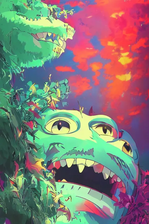 Image similar to monster energy, 4 k digital paint by studio ghibli hayao miyazaki. vivid colours, vaporwave lighting style, very sharp and detailed. trending on artstation and behance.