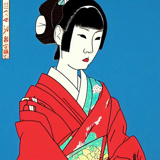 Prompt: Portrait of a beautiful Japanese woman by Toshio Saeki, high detailed