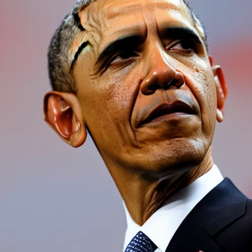 Prompt: a really close up photo of Obama