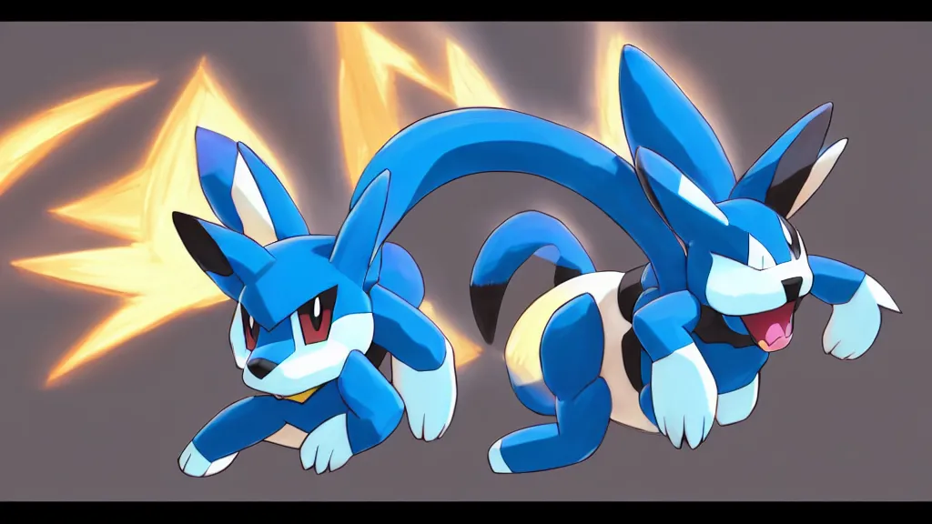 lucario, pokemon, smash bros, sharp, rendered in, Stable Diffusion