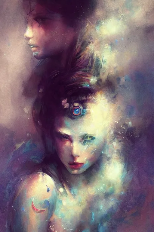 Image similar to an epic painting of sailor moon as a real girl, oriental tattoos, realism, dramatic, intricate, by jeremy mann and greg rutkowski, trending on artstation, oil on canvas