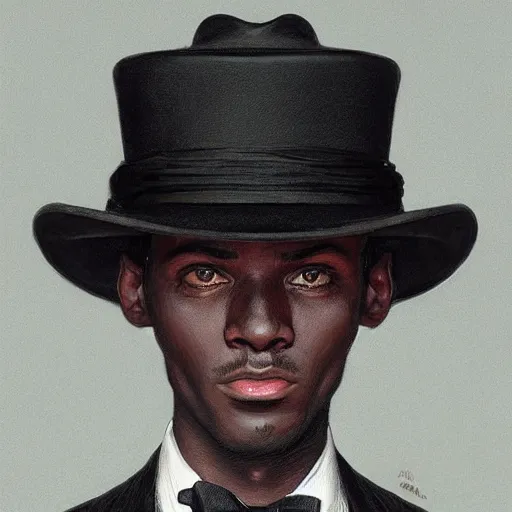 Prompt: portrait of a black cat wearing a suit and a hat, intricate, headshot, highly detailed, digital painting, artstation, concept art, sharp focus, cinematic lighting, illustration, art by artgerm and greg rutkowski, alphonse mucha, cgsociety