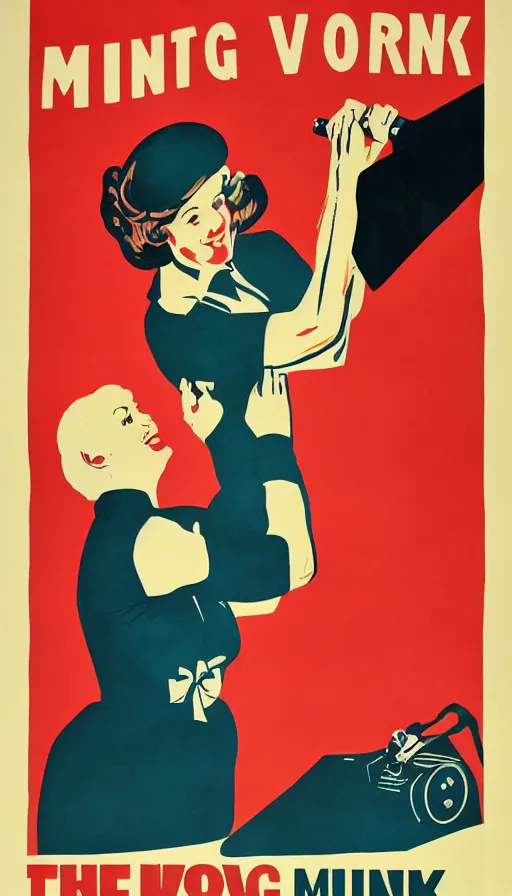 Image similar to retro propaganda poster for mining, beautiful woman in work clothes