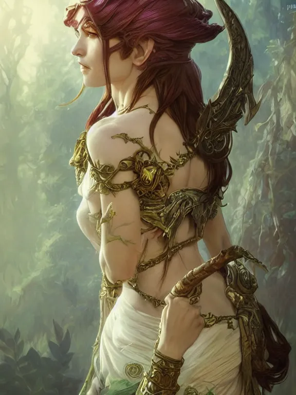 Image similar to world of warcraft elven druid, fantasy, intricate, elegant, highly detailed, digital painting, artstation, concept art, wallpaper, smooth, sharp focus, illustration, art by artgerm and greg rutkowski and alphonse mucha