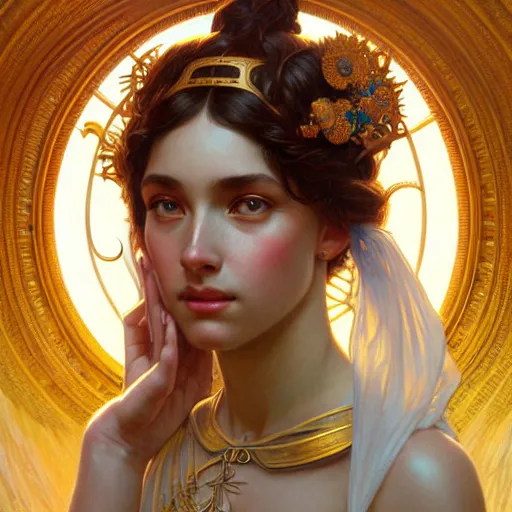 Image similar to perfectly-centered-Portrait of a Goddess, intricate, highly detailed, digital painting, artstation, concept art, smooth, sharp focus, illustration, Unreal Engine 5, 8K, art by artgerm and greg rutkowski and alphonse mucha