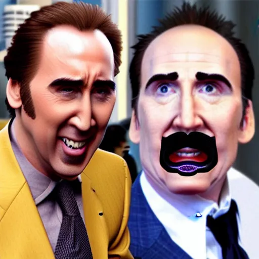 Image similar to Nicholas Cage as Waluigi