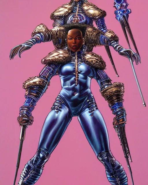 Image similar to female afrofuturism warrior queen, by hajime sorayama