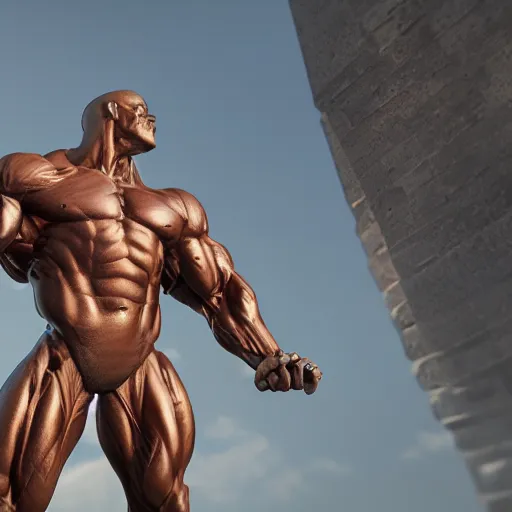 Image similar to statue muscle, chrome, reflect, 8 k uhd, unreal engine, octane render in the artstyle of finnian macmanus, john park and greg rutkowski