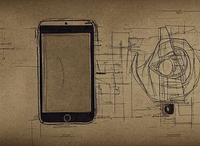 Image similar to iphone engineering sketch by leonardo davinci