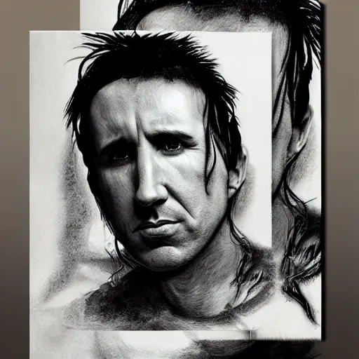 Prompt: portrait of Trent Reznor with snakes for hair oil painting