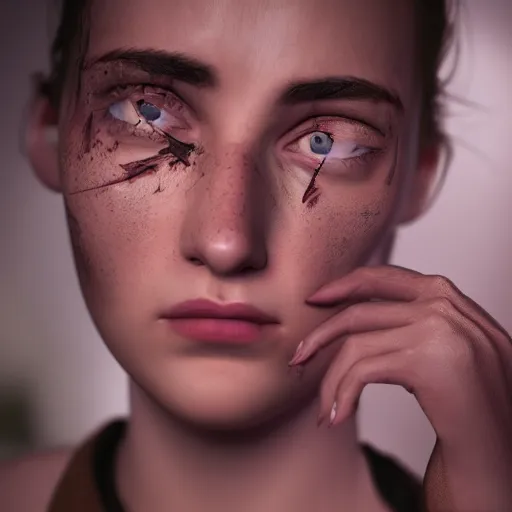 Prompt: 26 years old girl heartbroken and depressed and pain 8k, octane render, extreme details