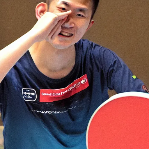 Image similar to ma long table tennis champion in space
