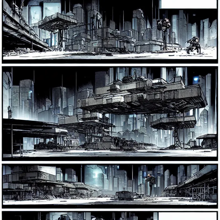 Image similar to a big modern box / booth stands next to a coal mine. storyboard, scifi cyberpunk. by gabriel hardman, joe alves, chris bonura. cinematic atmosphere, detailed and intricate, perfect anatomy