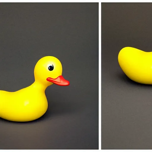 Prompt: yellow rubber duck, before computer after long night of debugging code, sad, drinking, kodak photo