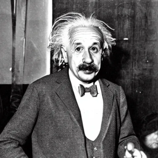 Prompt: A photograph of Albert Einstein DJ at a nightclub
