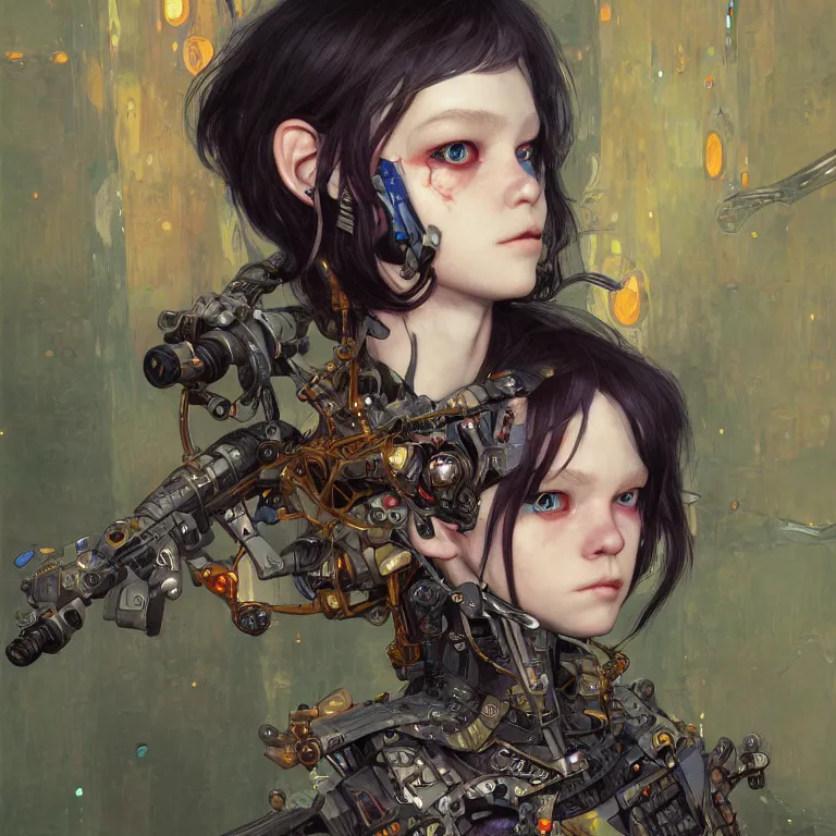 Image similar to portrait of beautiful young goblin, cyberpunk, Warhammer, highly detailed, artstation, illustration, art by Gustav Klimt and Range Murata and Ilya Kuvshinov and Sakimichan