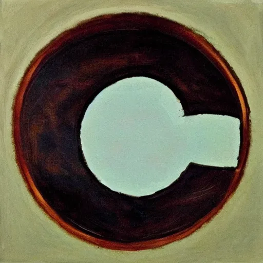 Prompt: a circle on a table, expressionist, art,