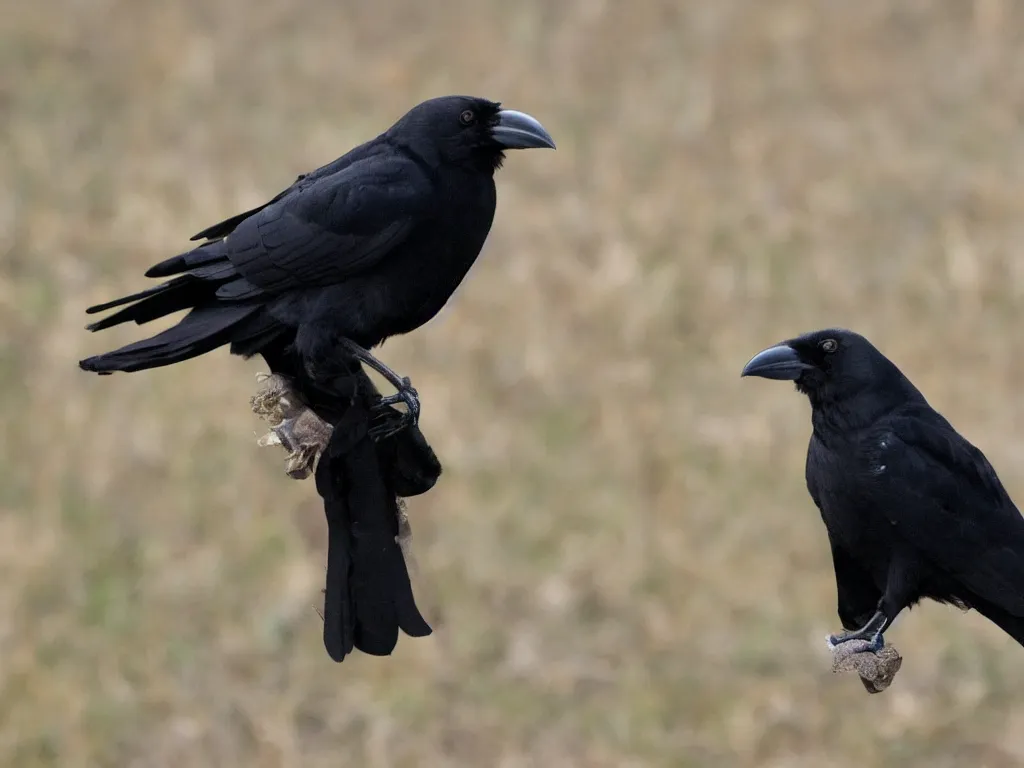 Prompt: a crow that looks like a stuffed animal