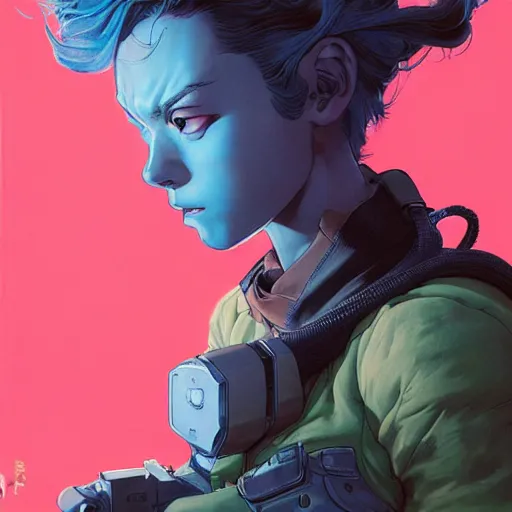 Image similar to prompt : stealthy rogue adventure character portrait soft light painted by james jean and katsuhiro otomo and erik jones, inspired by akira anime, smooth face feature, intricate oil painting, high detail illustration, sharp high detail, manga and anime 1 9 9 9