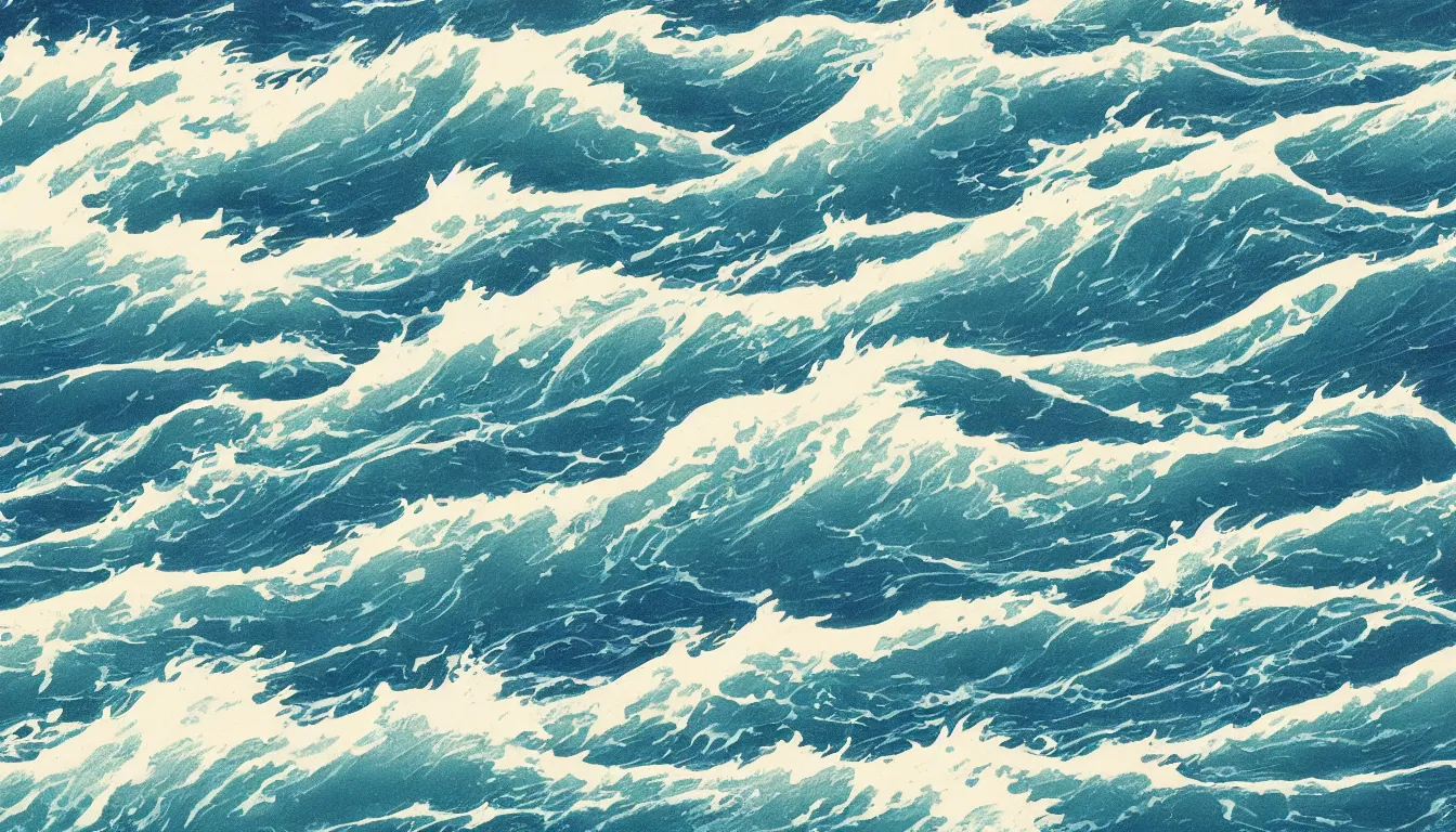 Image similar to ocean swells, japanese illustration