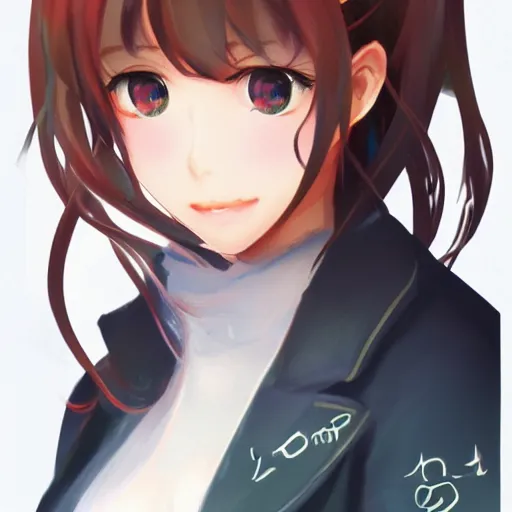 Image similar to full headshot portrait of Monika from Doki Doki Literature Club, drawn by WLOP, by Avetetsuya Studios, anime manga panel, trending on artstation