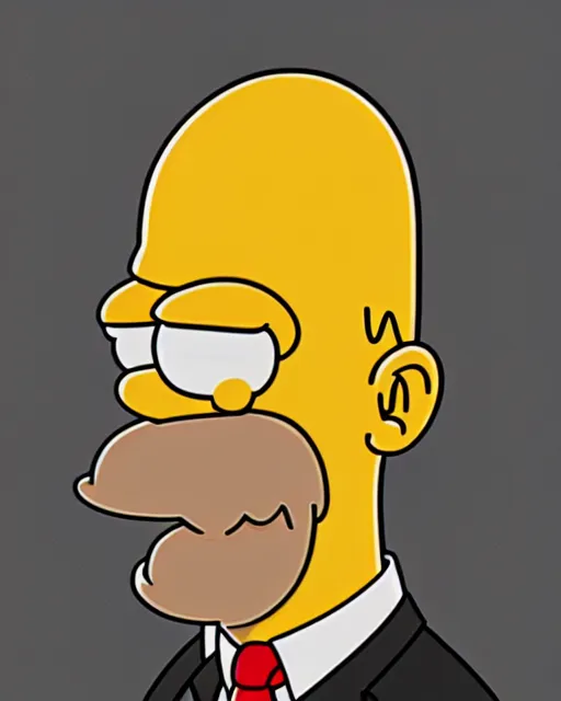 Image similar to portrait of homer simpson, artstation, trending, smooth, focus, art by matt greoning, wes archer