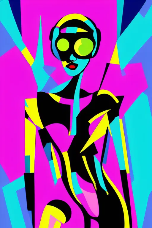 Image similar to vector style the abstract painting of an image of a lady artistic flat illustration, cyber punk minimal figure art, soft colors mono chromatic, art in the style of Bryen Frost