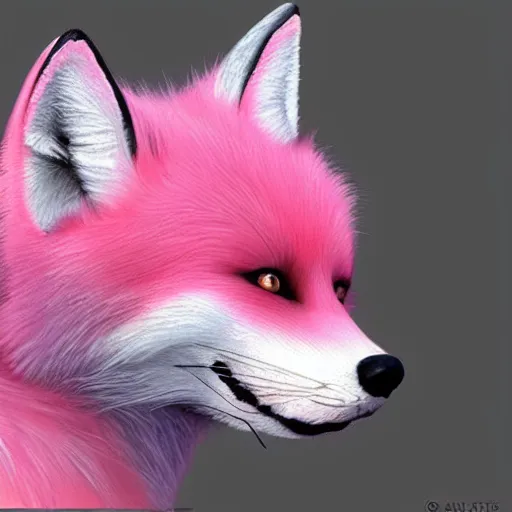 Image similar to pink fox, hyper realistic, 1 6 k, artstation,