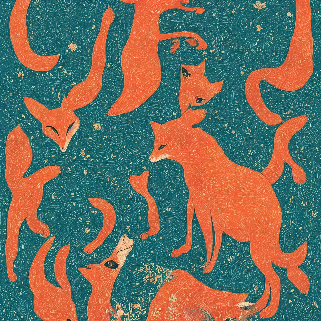 Prompt: fox face by victo ngai