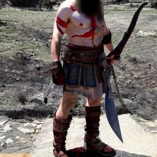 Prompt: avigdor lieberman as kratos from god of war