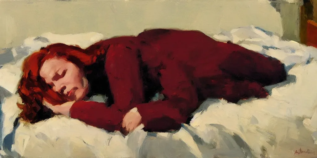 Image similar to sleeping redhead ben aronson 1950