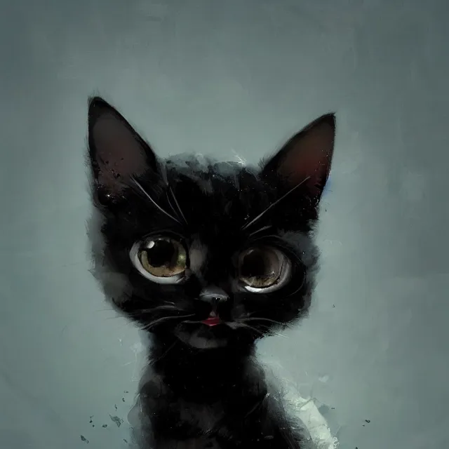 Prompt: a beautiful painting of a cute black kitten. character design by cory loftis, fenghua zhong, ryohei hase, ismail inceoglu and ruan jia. artstation, volumetric light, detailed, photorealistic, rendered in octane