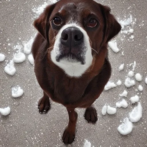 Image similar to “ dog cocaine, hyperrealistic ”